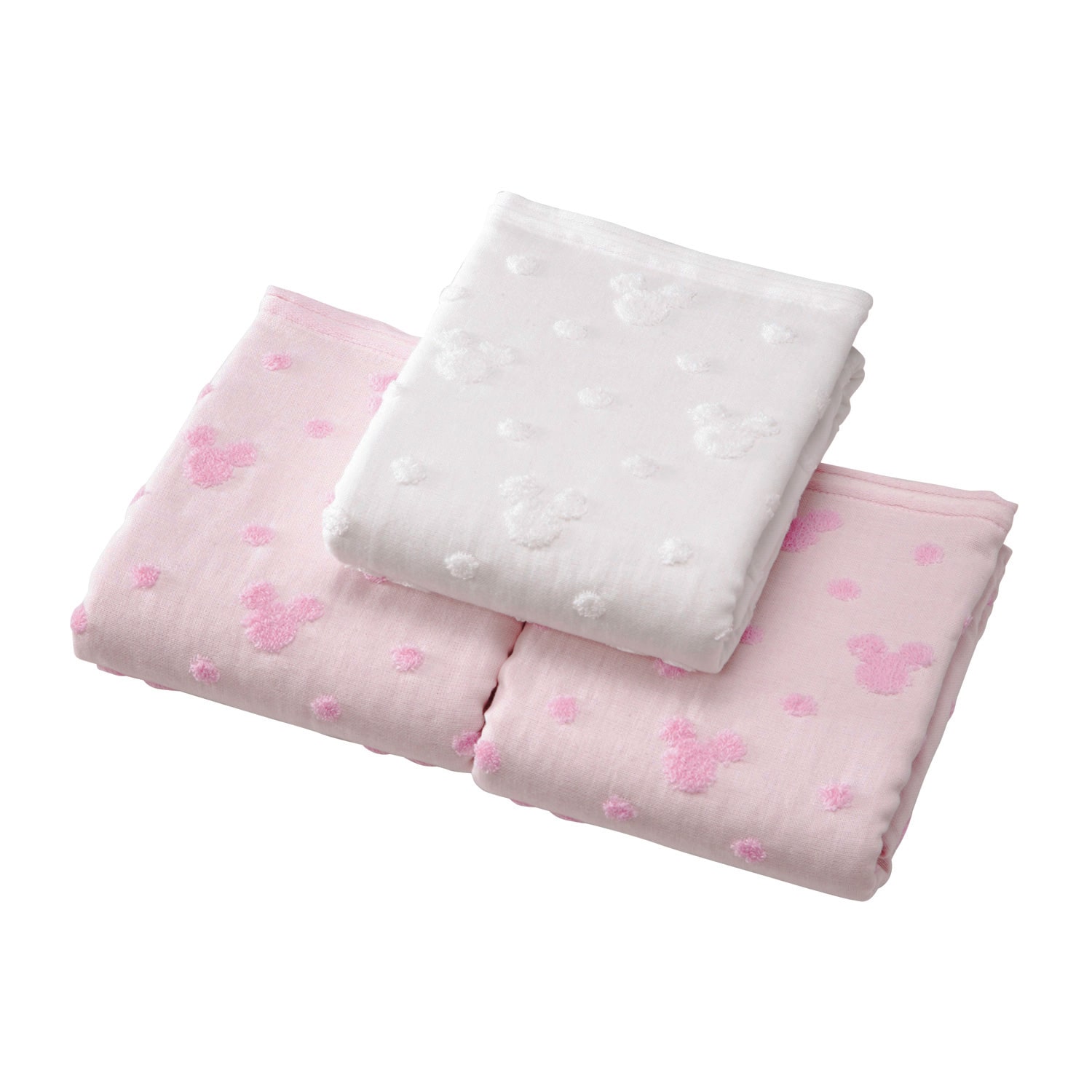 ディズニー ドットガーゼ フェイスタオル3枚セット(ピンク)【eGift