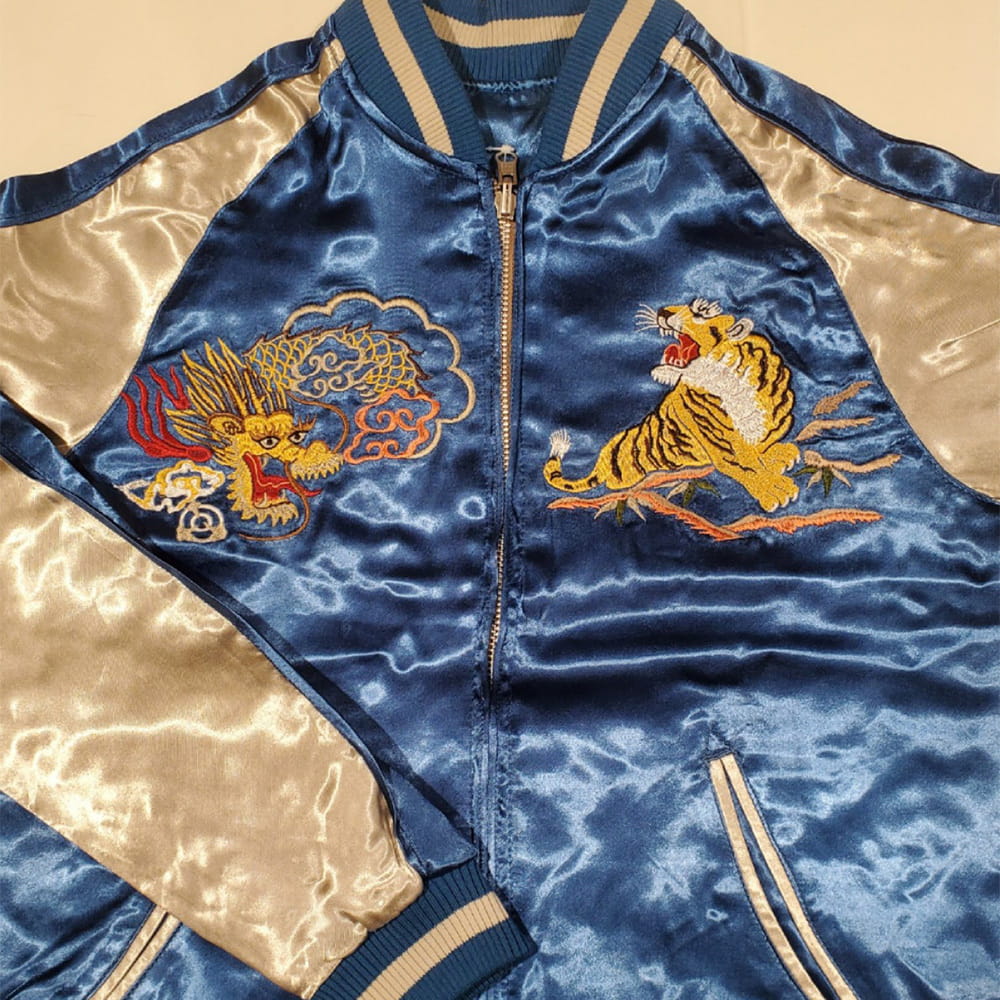 Lサイズスカジャン 鷲 龍 黒 ベルベット YOKOSUKA 1990年代 Lサイズ