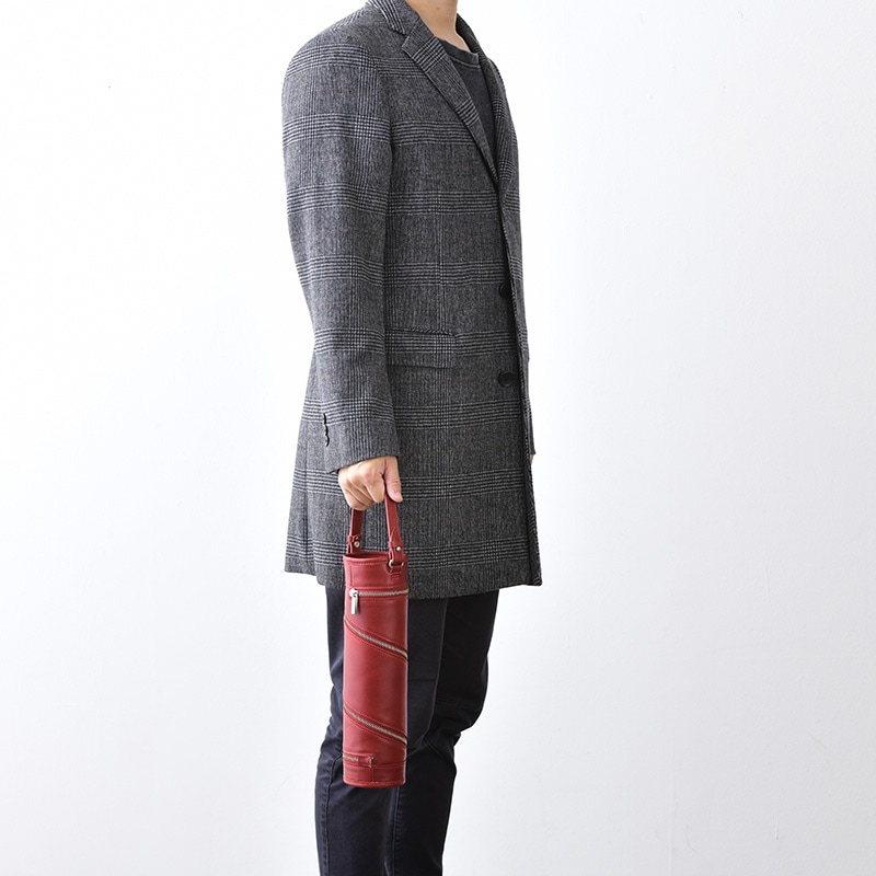 HATTORI 本革ワインボトルケース Mサイズ（ボルドー、日本酒向け