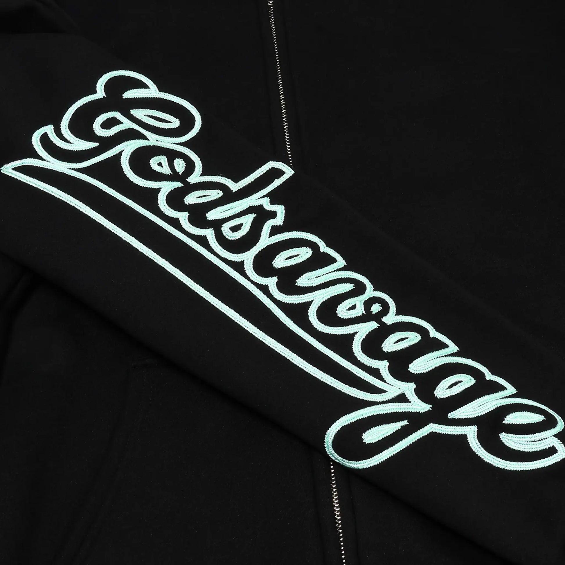 WAVY SLEEVE LOGO ZIP HOODIE - BLACK & MINT – god savage
