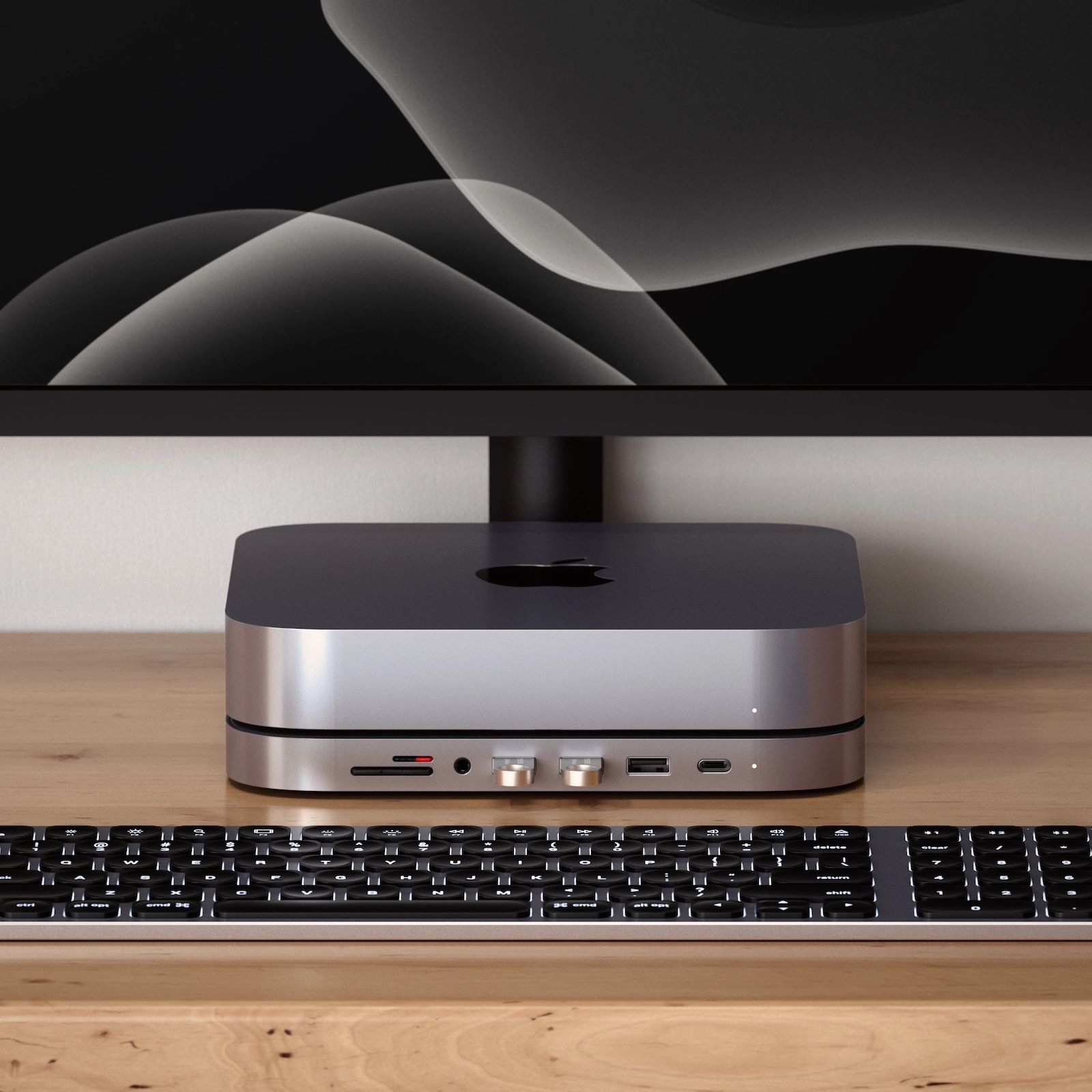 Satechi、Mac mini (2018)と一体化するスタンド型ハブを発表 日本でも