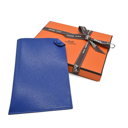 HERMES Tarmac PM Passport Case Chevre Leather Blue | eLADY Globazone