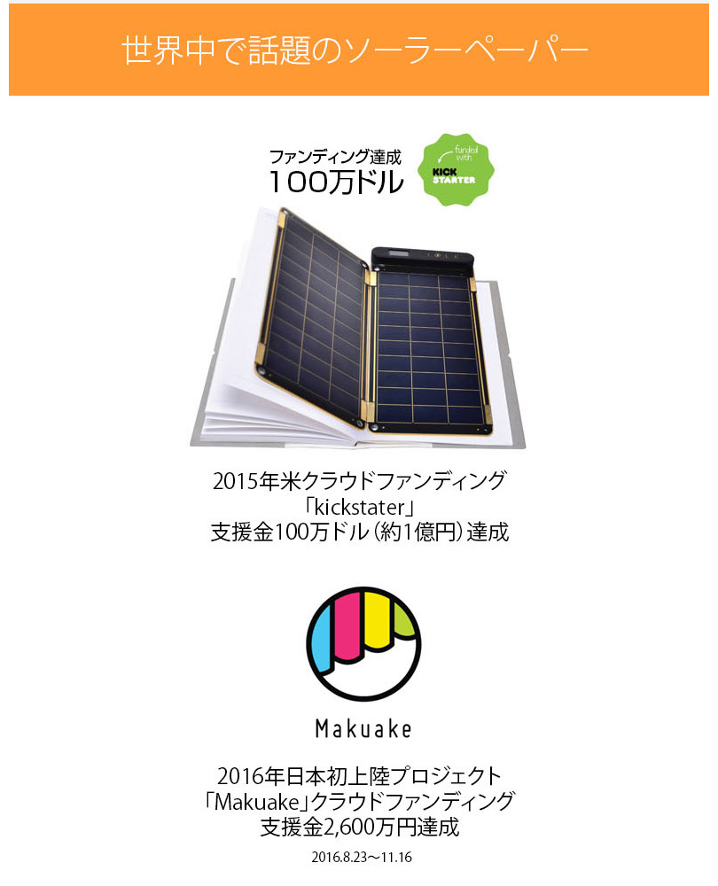 YOLK ソーラー充電器 【本体＋パネル1枚＋ポーチ】 Solar Paper 5W