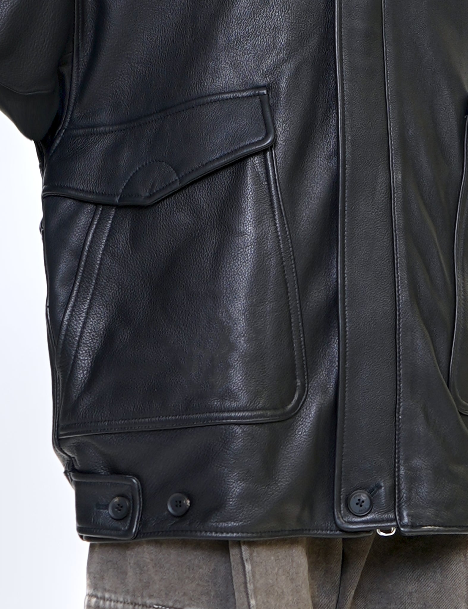 YOKE BLACK LEATHER FLIGHT JACKET