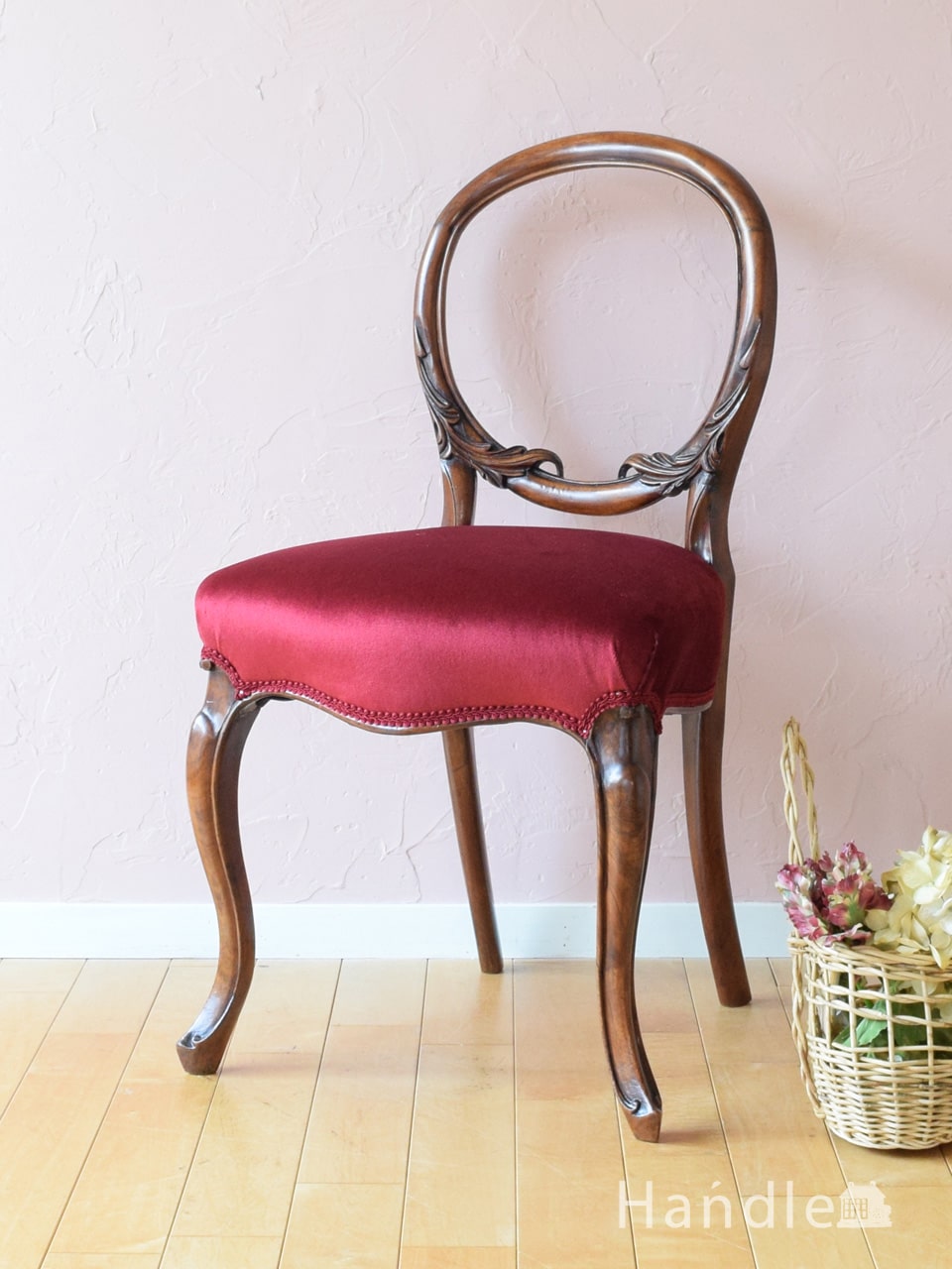 英国アンティーク木製バルーンバックダイニングチェア/サロンイス(89-41-1)