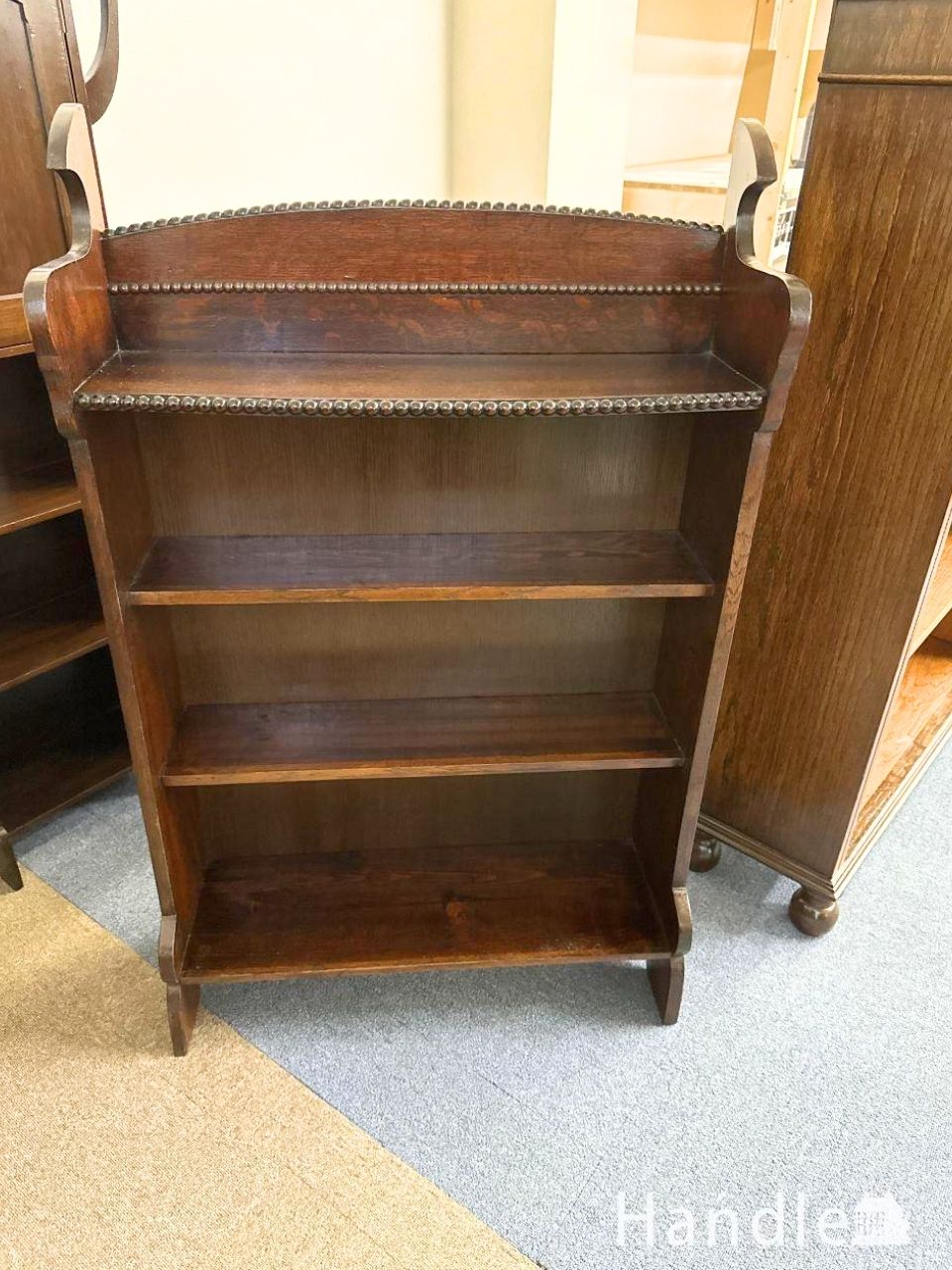 英国アンティーク木製ブックシェルフ/本棚/食器棚/飾り棚/収納ラック92