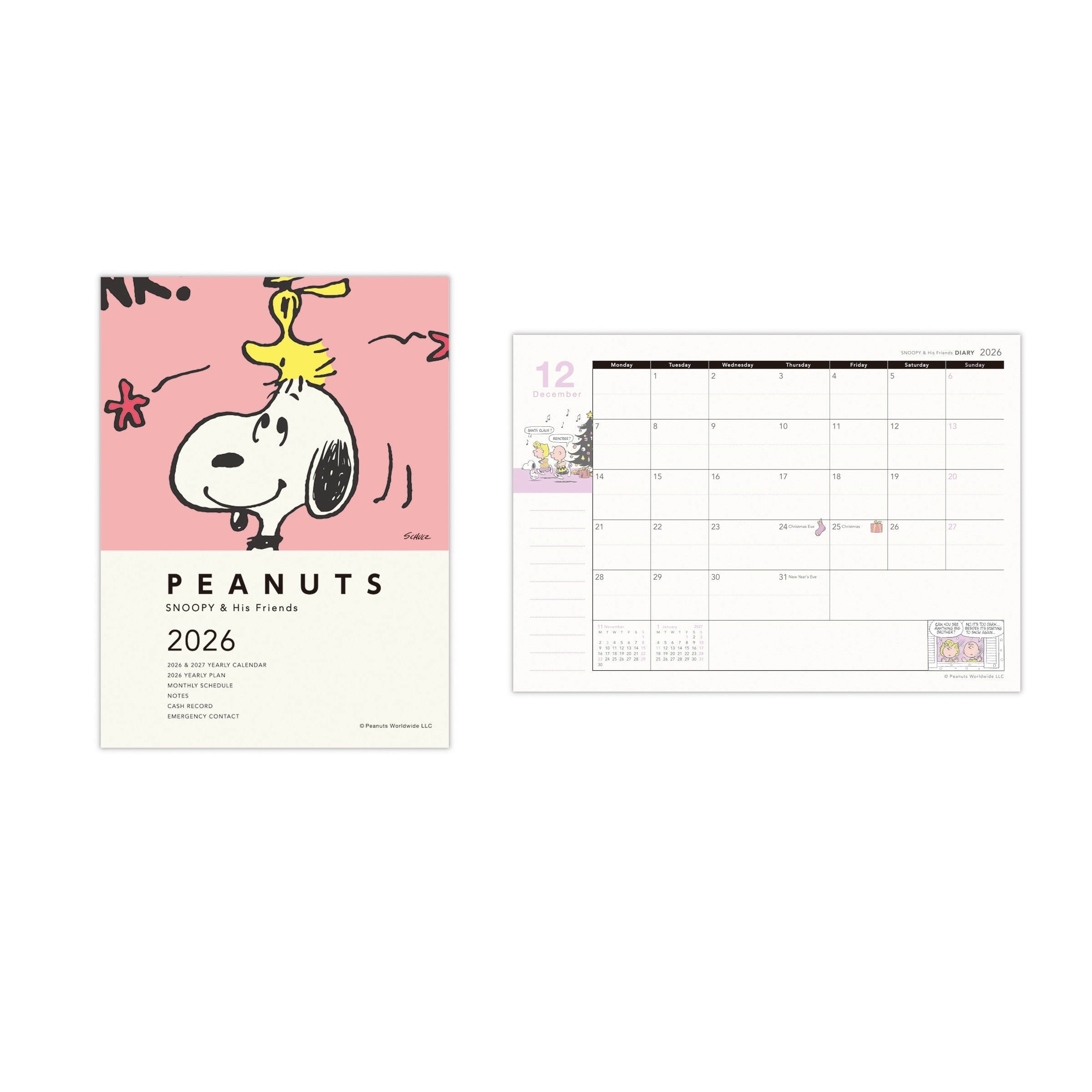 スヌーピー コーラルピンクスマイル【手帳｜A6マンスリーダイアリー