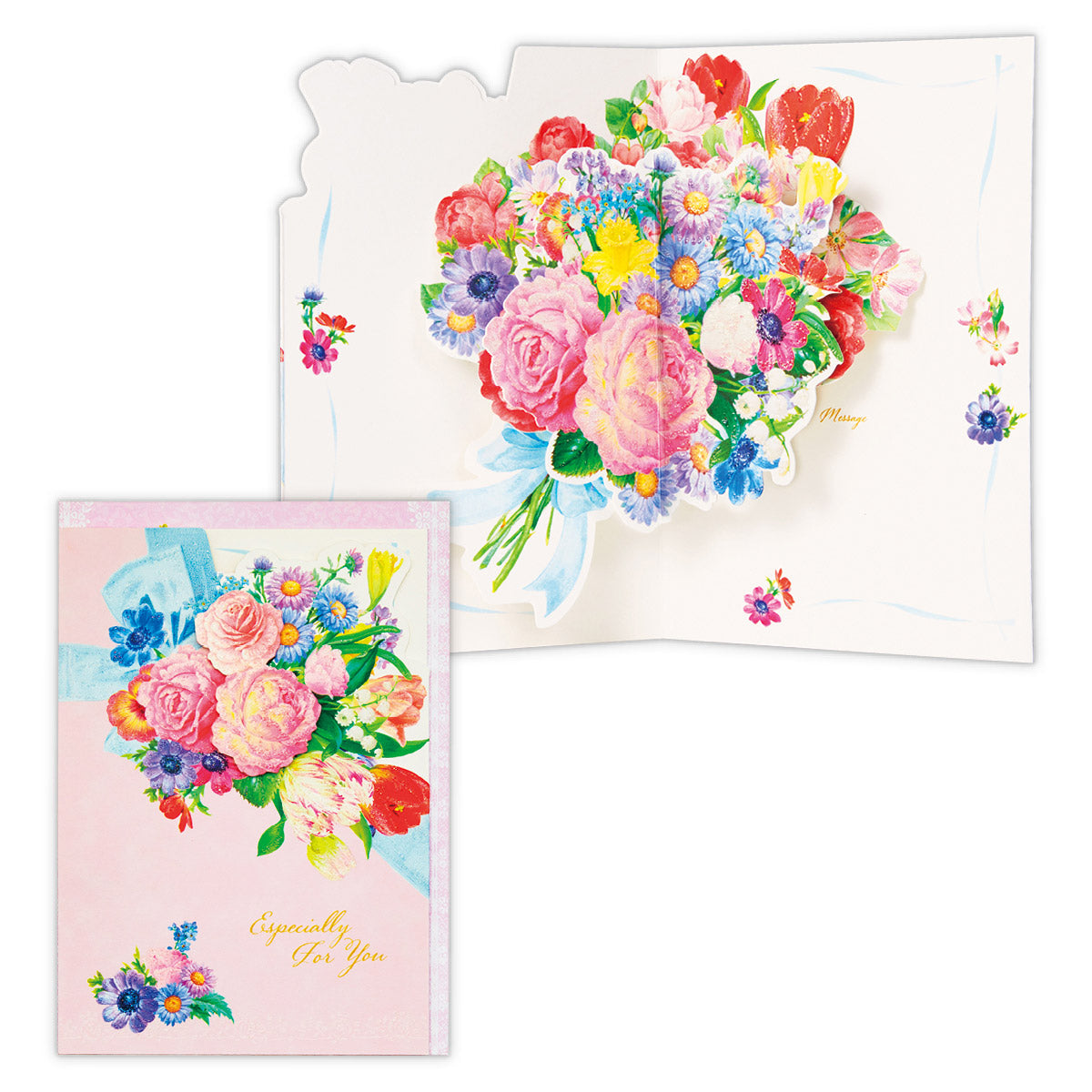 HACブルーリボンフラワーII【多目的／立体カード／ホールマーク アート