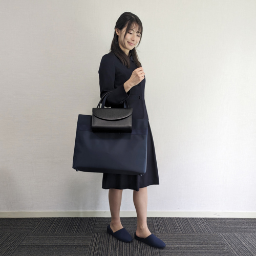 国立受験定番 ナイロンサテン ビッグトート かぶせフタ付き ブラック