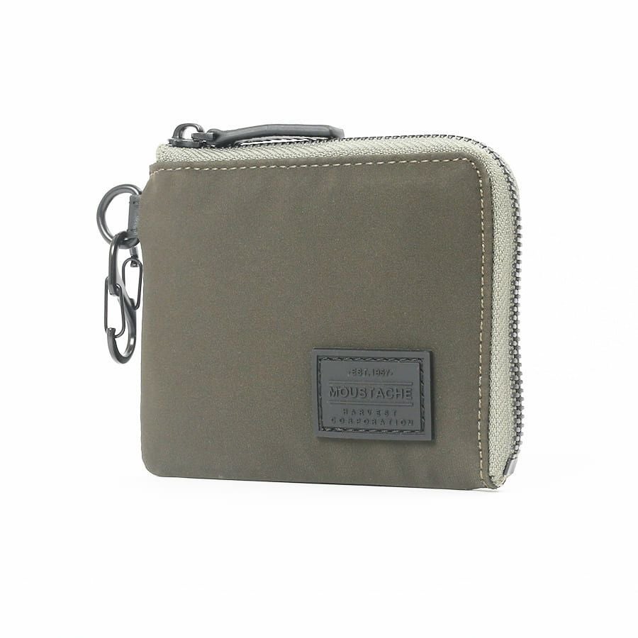 公式】 MOUSTACHE カラビナ付きミニ財布 撥水ポリエステル×牛革 KXX