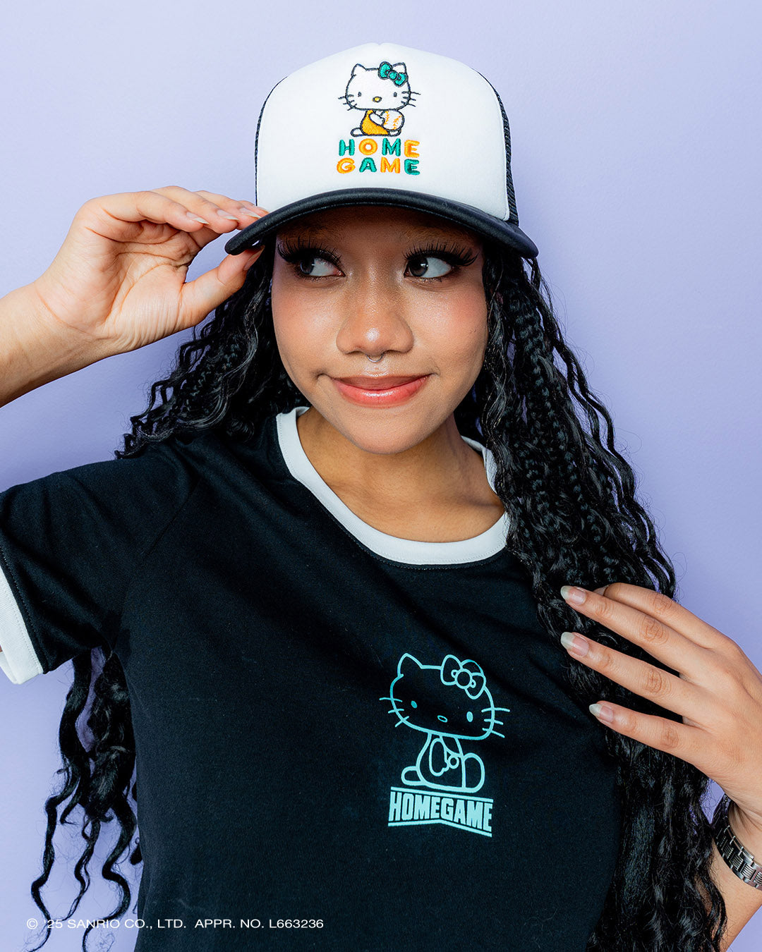 サンリオキャラクターズ×HOMEGAME - HELLO KITTY MESH CAP BLACK