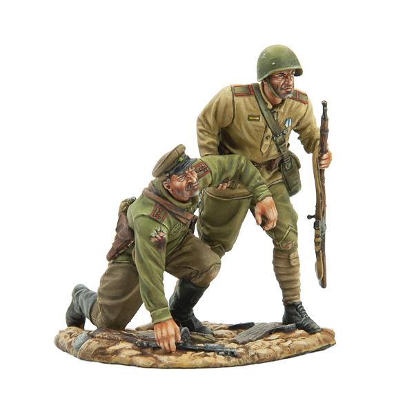 Russian Soldier Helping Wounded Captain, The Battle of Kursk, 1943