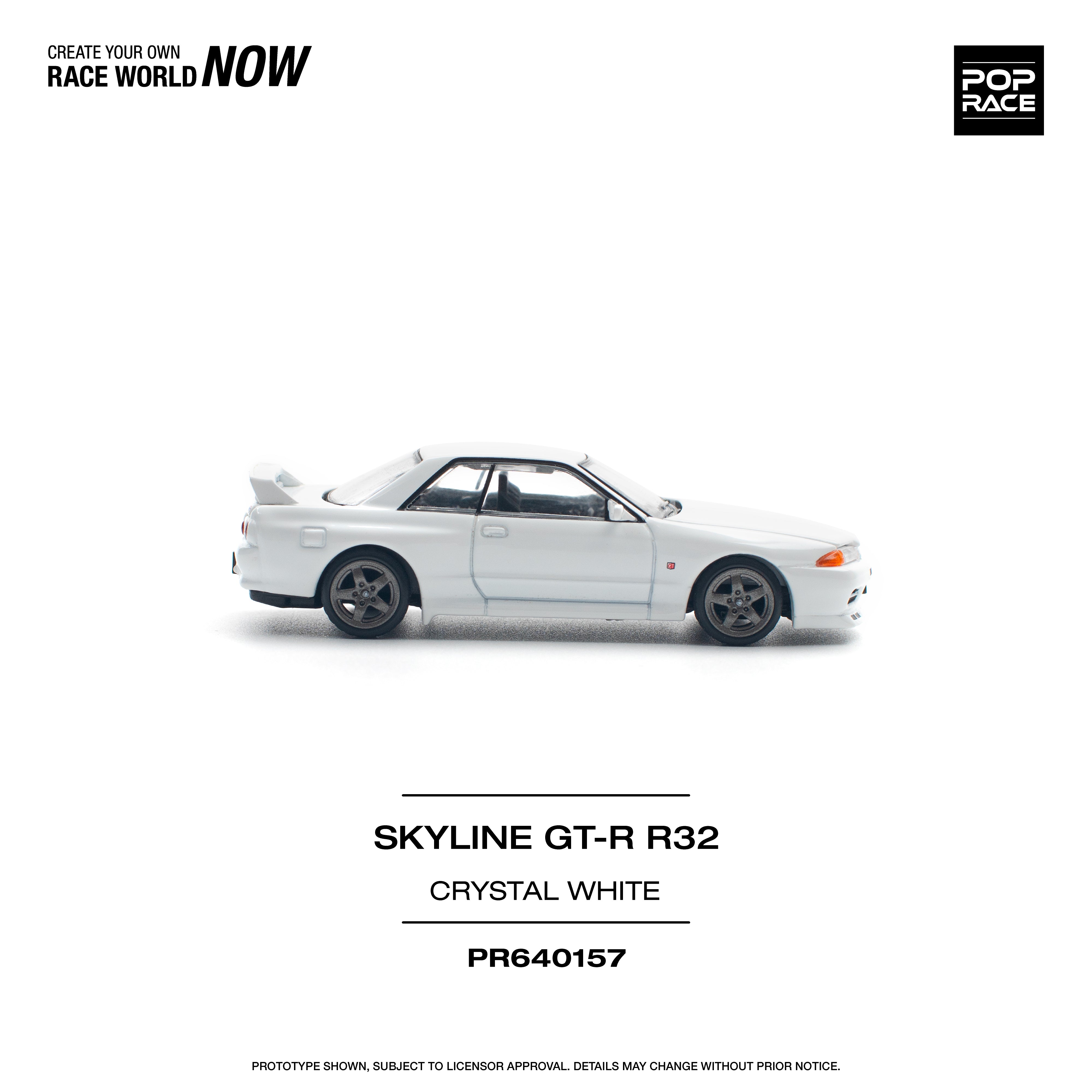 POPRACE 1:64 NISSAN SKYLINE GT-R R32 CRYSTAL WHITE – Horizon Diecast