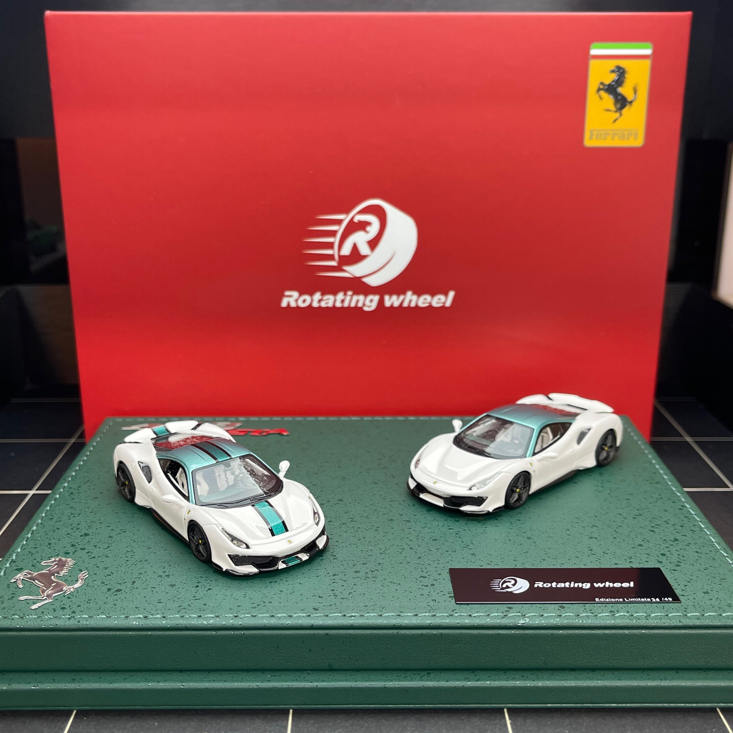 Rotating Wheel 1:64 Ferrari 488 Pista (2 Versions) – Horizon Diecast