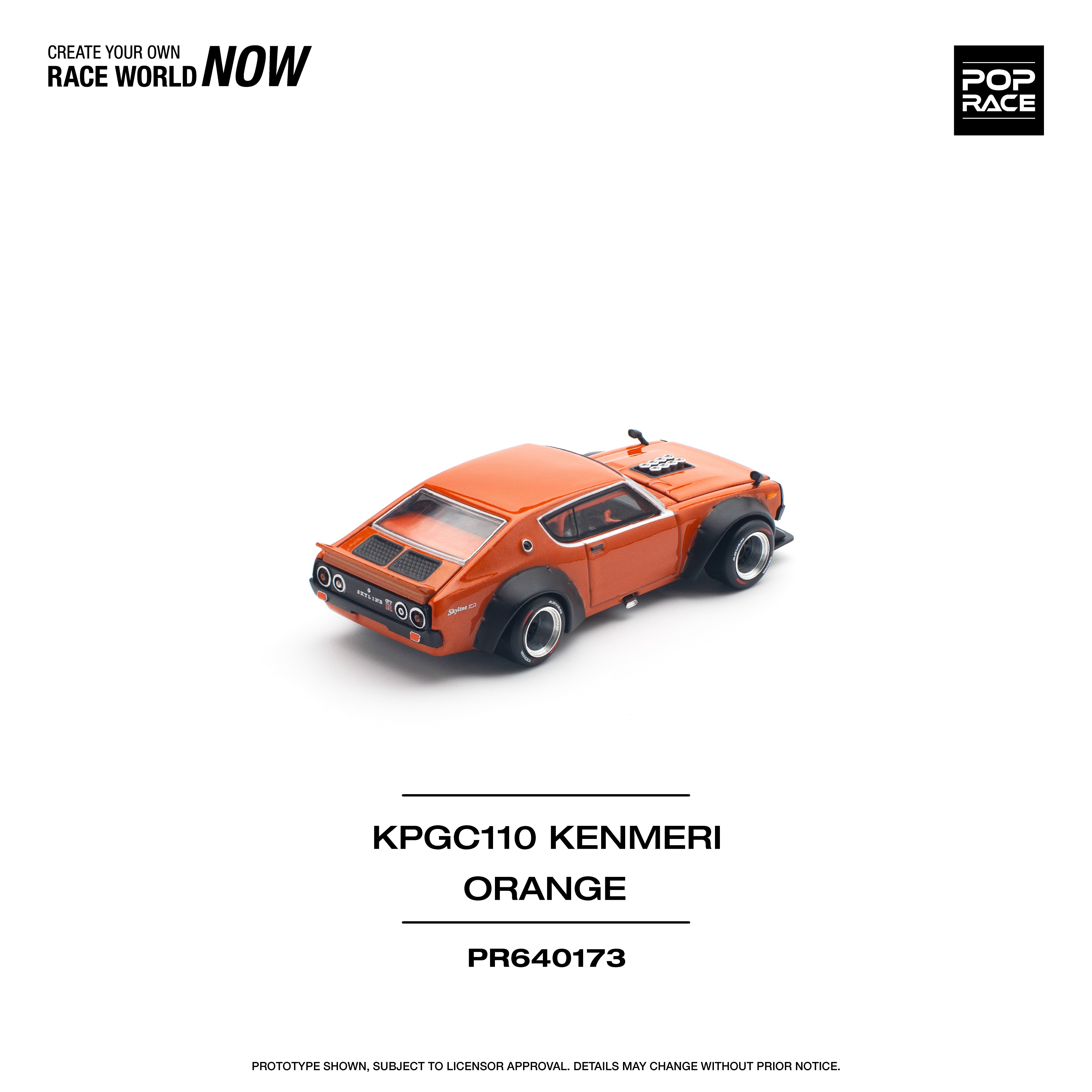 POPRACE 1:64 NISSAN SKYLINE GT-R V8 DRIFT (KENMERI) ORANGE