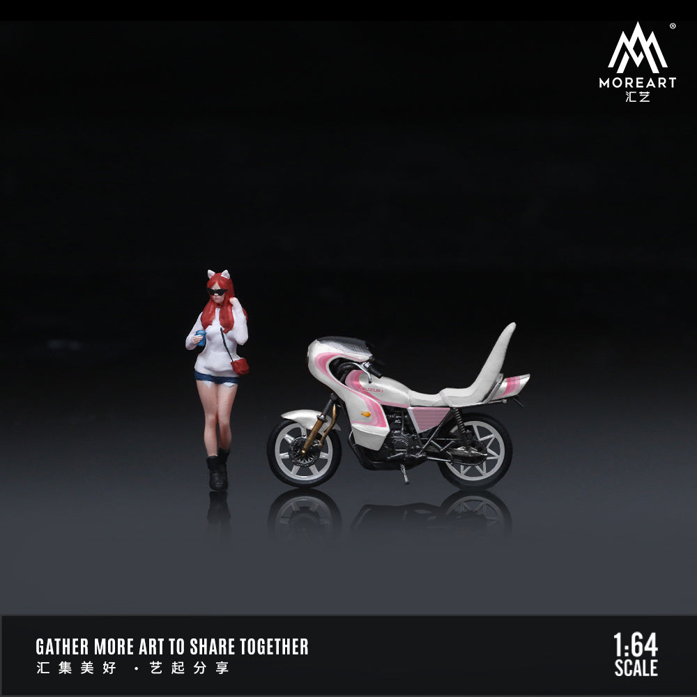 MoreArt 1:64 BOSOZOKU White Powder Flower Motorcycle Doll MO222101
