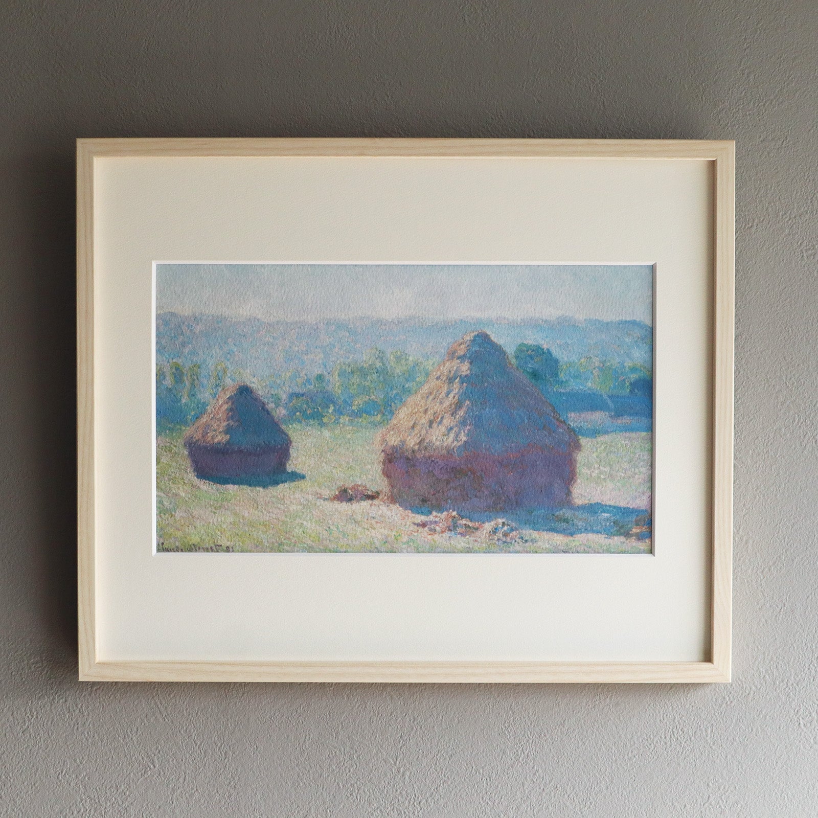 クロード・モネ 「積みわら（夏の終わり）」アートポスター（フレーム