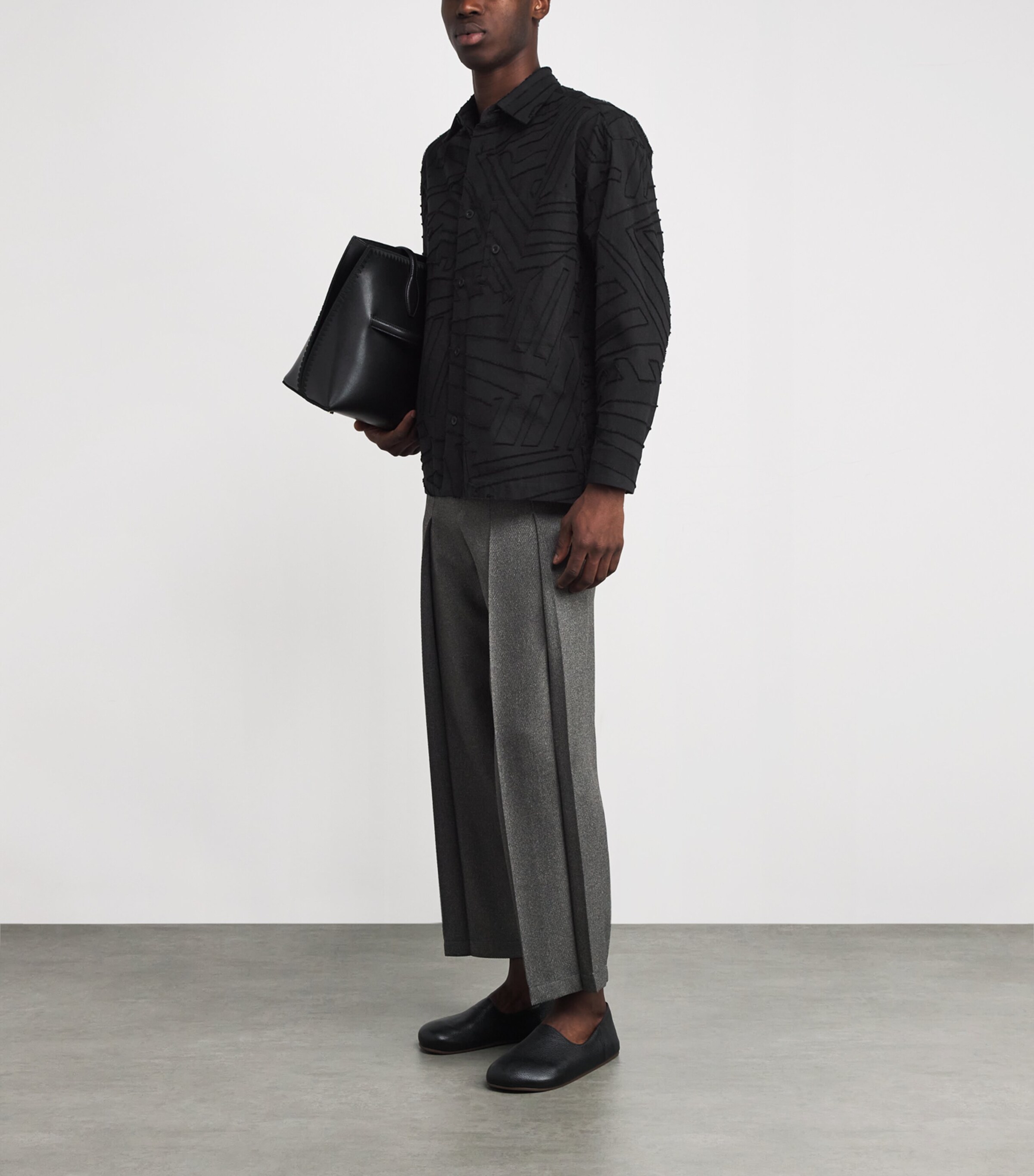 IM MEN Black Geometry Jacquard Shirt | Harrods JO