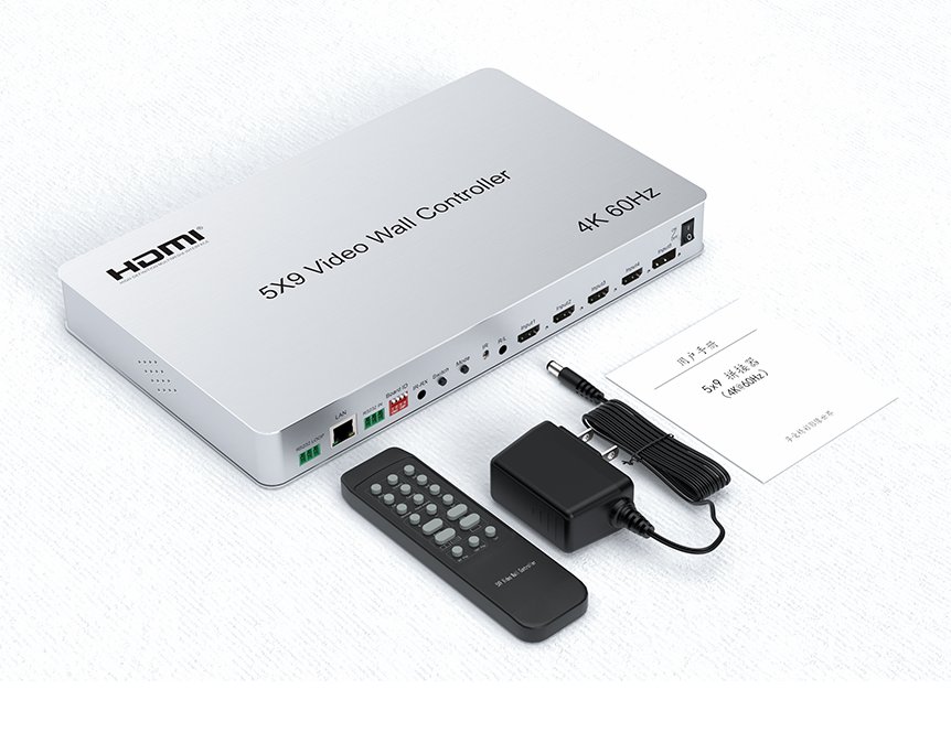 ビデオウォールコントローラ4K 5入力 9出力 PC制御可ソフト付