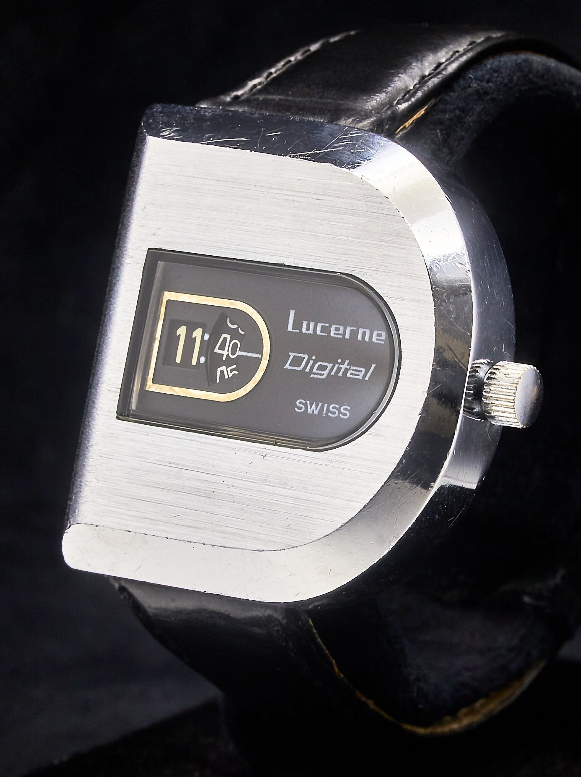 Unique Vintage 1960s Lucerne Jump Hour, Swiss Made, Stainless