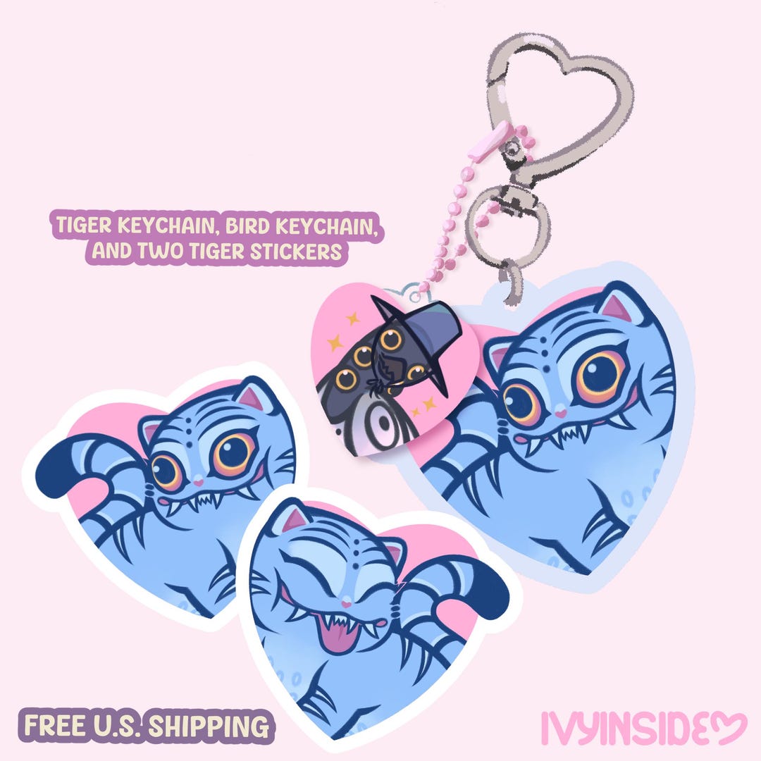Derpy Tiger Keychain – K-pop Demon Hunters Fan Art 1.75” Acrylic