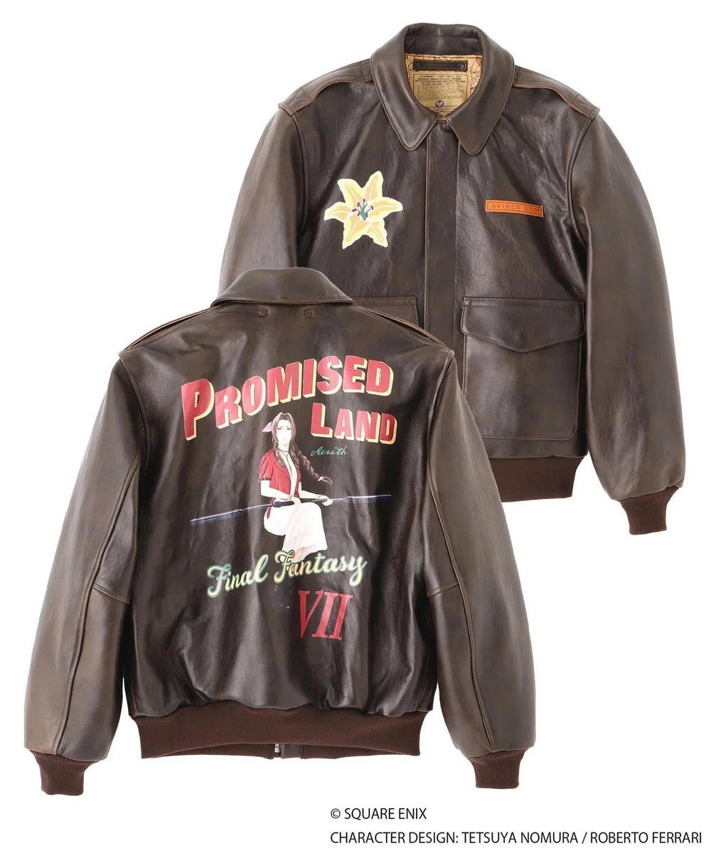 AVIREX x FINAL FANTASY VII REMAKE A-2 Leather Jacket Aerith Brown