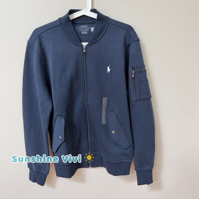 NWT Polo Ralph Lauren Men's Double Knit Bomber Jacket Navy | eBay