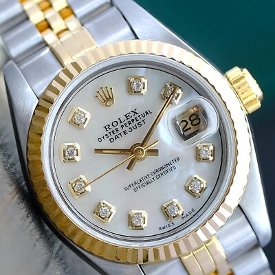 Rolex Datejust 69173 Ladies 26mm 18K Gold & Steel White MOP