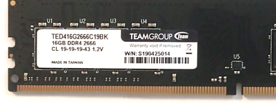 TED416G2666C19BK TeamGroup 16GB PC4 2666 PC4 21300 DDR4 2666MHz
