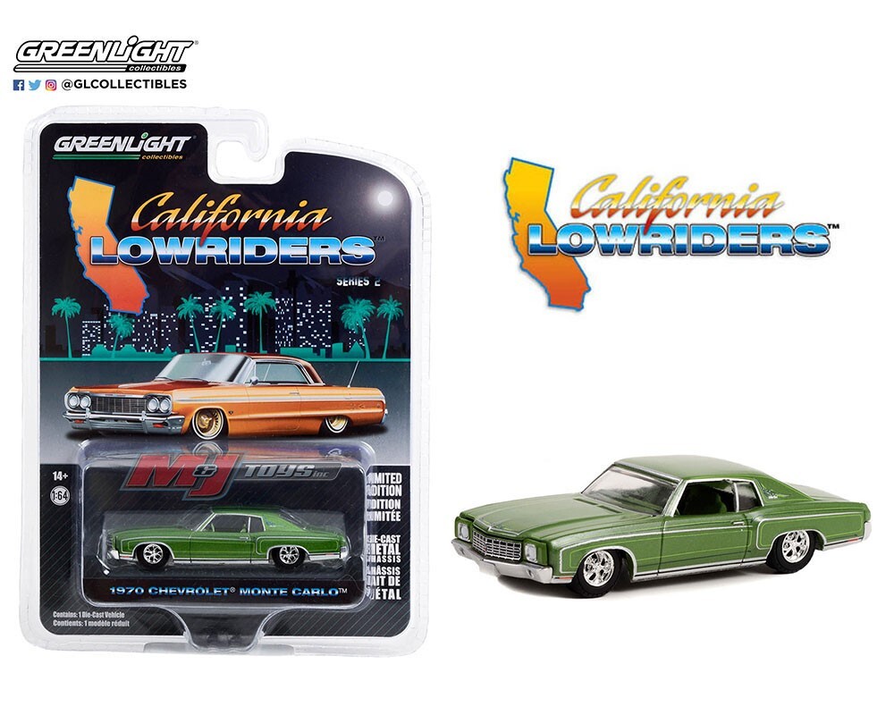 Greenlight 1:64 Lowriders 1970 Chevy Monte Carlo SS Green Diecast