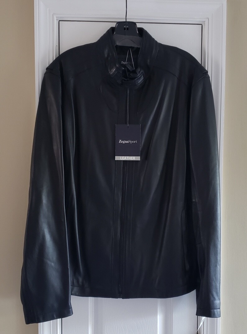 Zegna Sport Leather Biker Jacket Size Large Slim Fit $2500 | eBay