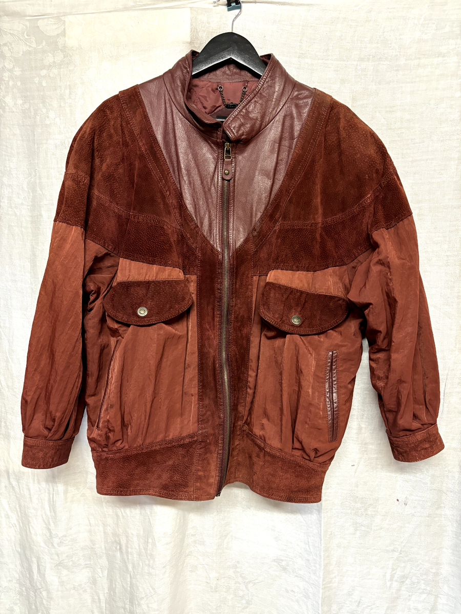 Vintage Men's 1980s Designer Suede Leather Coat Jacket Orig Pelle