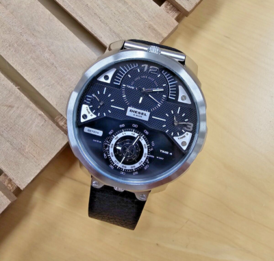 DIESEL Timeframe 55 mm Black/Silver Rubber Men's Watch DZ7379 | eBay