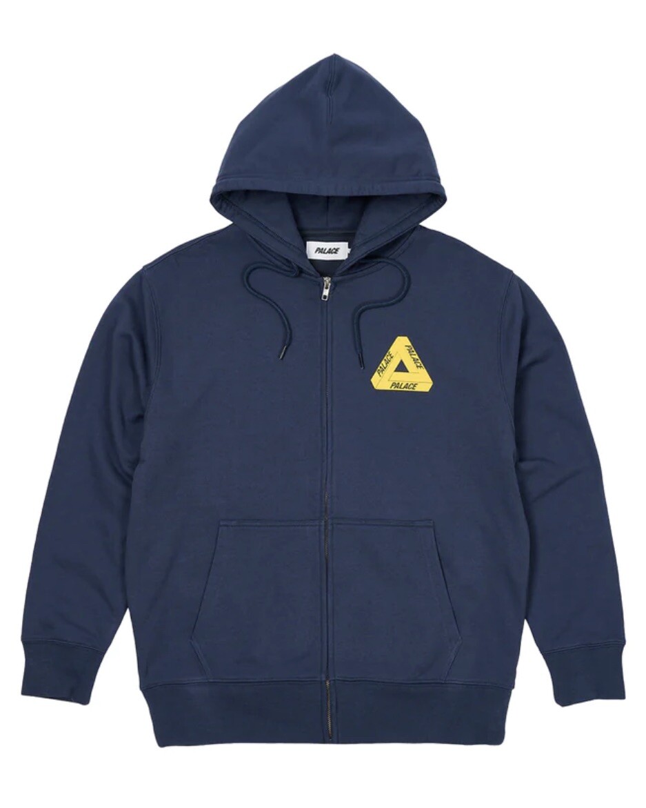 Palace Tri-Puff Print Zip Hoodie Navy Hooded Sweatshirt Size 2XL