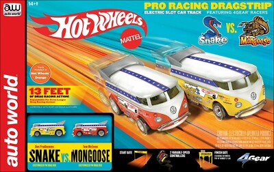 HO AUTO WORLD Hot Wheels *SNAKE V.S. MONGOOSE* VW BUS DRAG STRIP