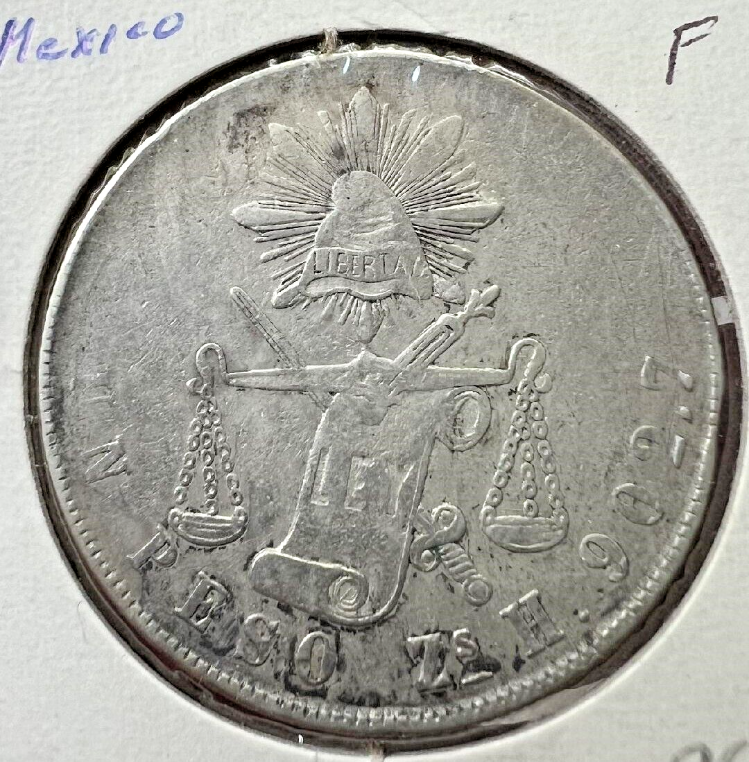 1873 Zs H Republica Mexicana Un (1) Peso Zacatecas (902.7) Silver