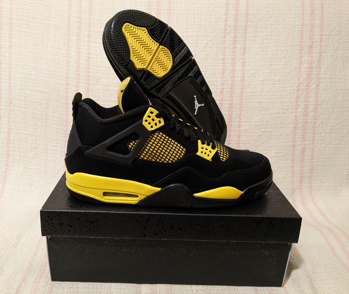 Air Jordan 4 Retro Thunder Black Yellow AJIV AJ4 DH6927 017 Men