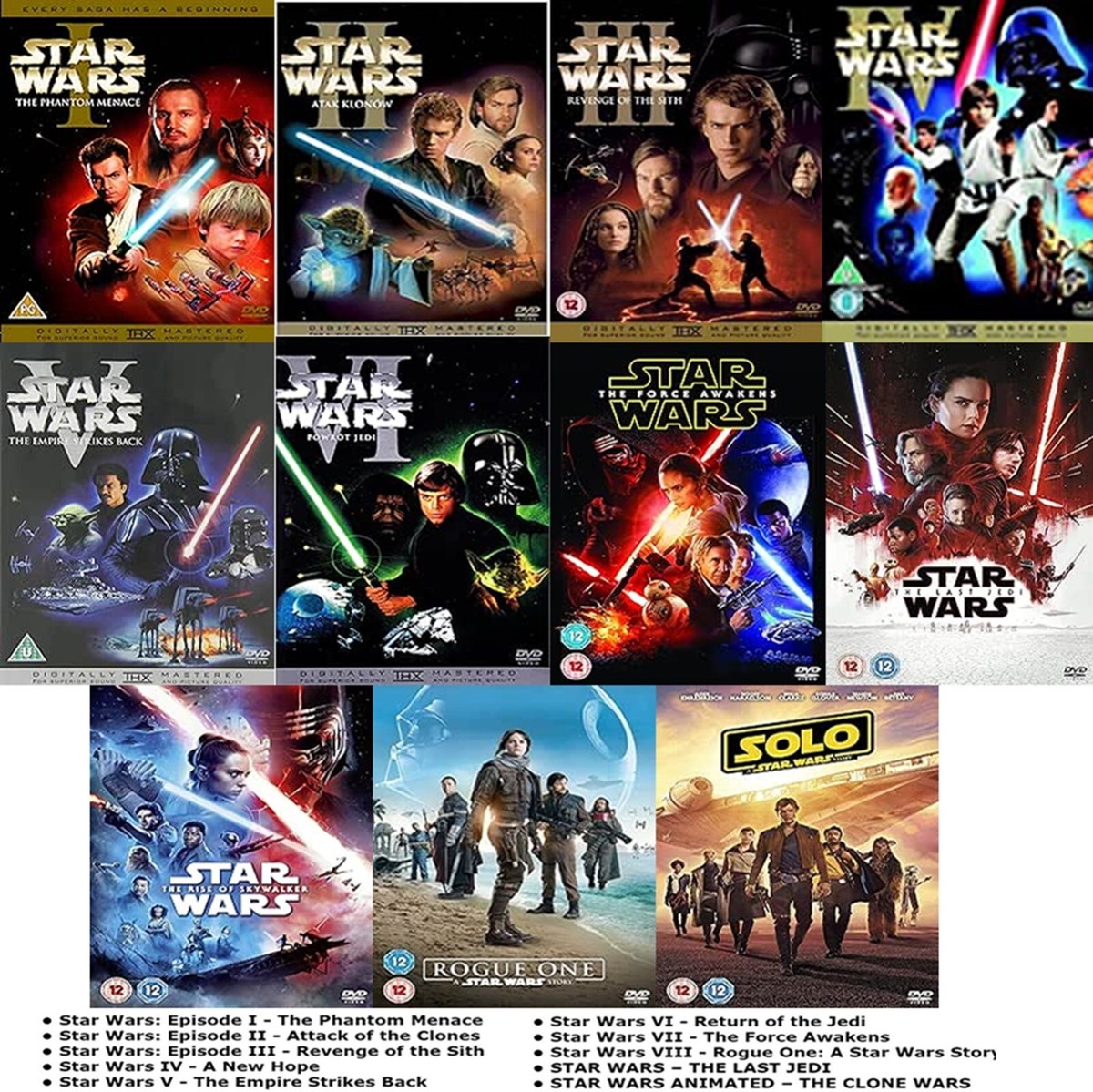 STAR WARS COMPLETE SAGA COLLECTION 1-9 DVD EPISODE PART 1 2 3 4 5