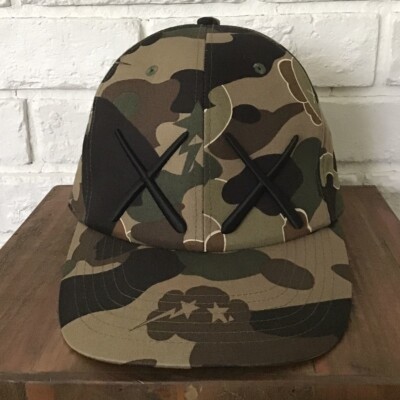 A Bathing Ape Kaws 1st Camo Baseball Cap Bendy Size M Japan Used F