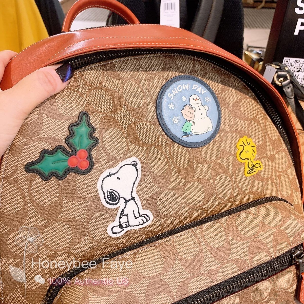 NWT Coach MEN's Coach X Peanuts West Backpack In Signature Canvas