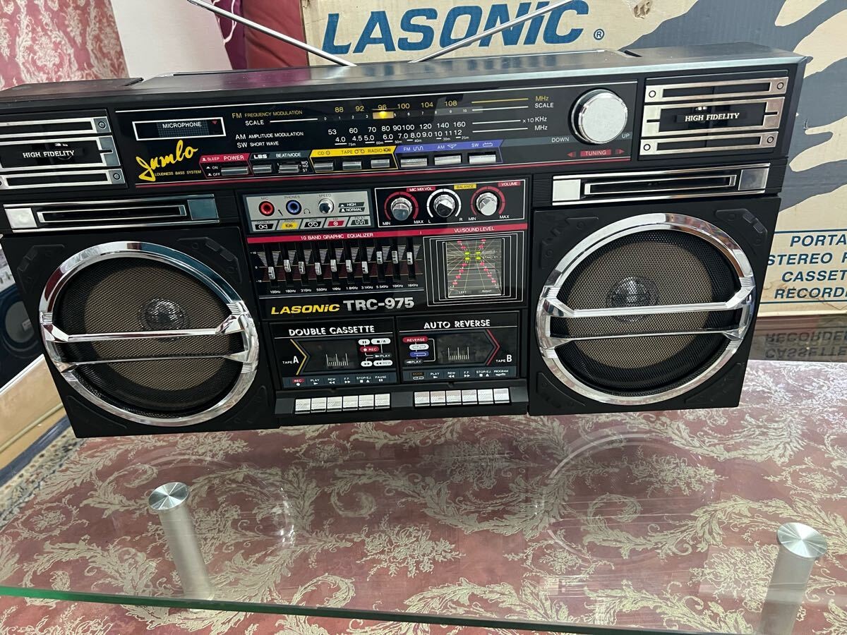 LASONIC TRC-975 Boombox Radio Cassette Player 80s Vintage with Box