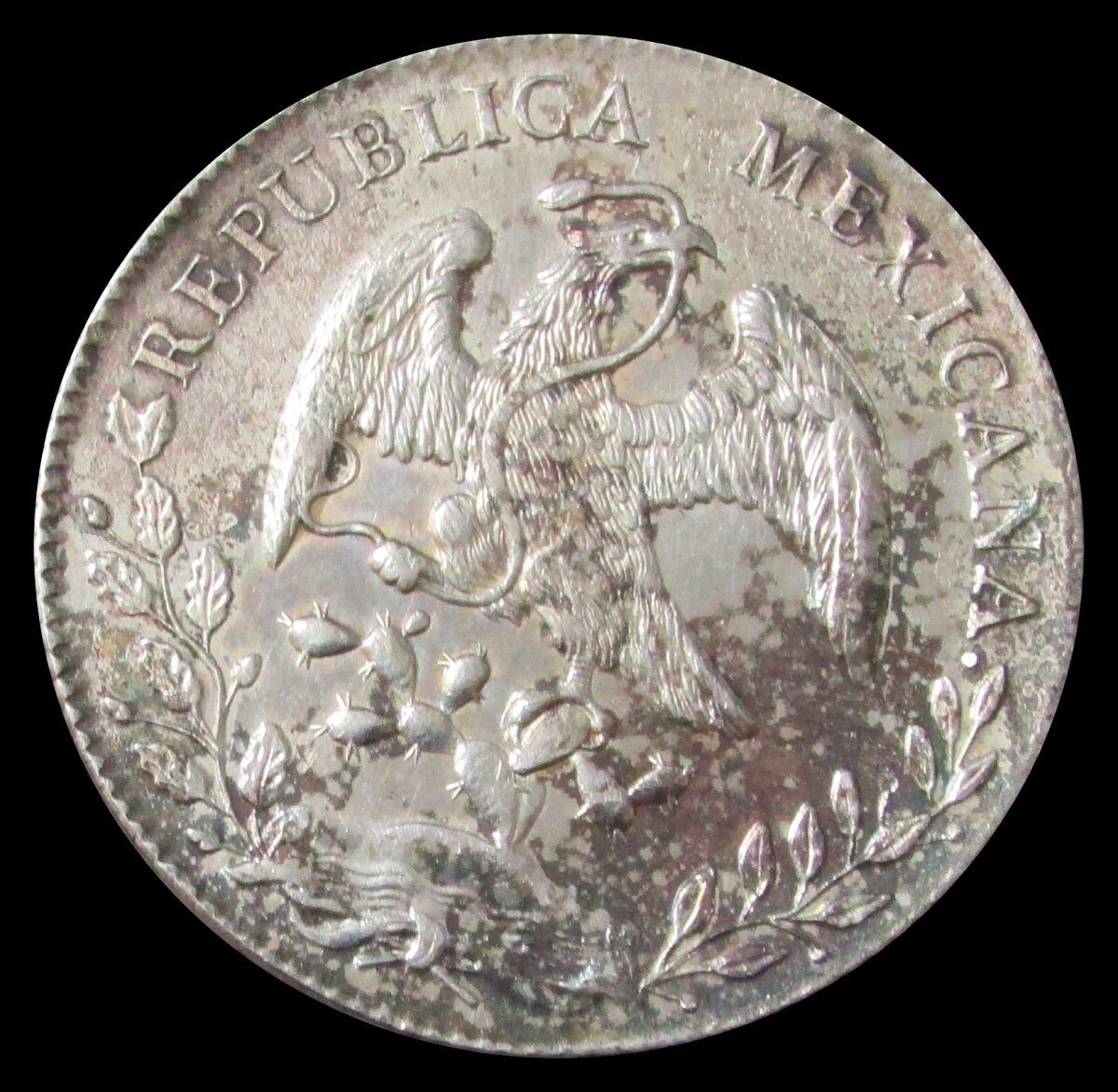 1897年-MO AM メキシコ 8レアル 自由の帽子大型銀貨 NGC認証 1897年-