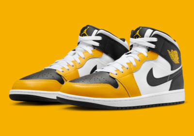 Nike Air Jordan 1 Retro Mid Taxi Yellow Ochre White Black DQ8426