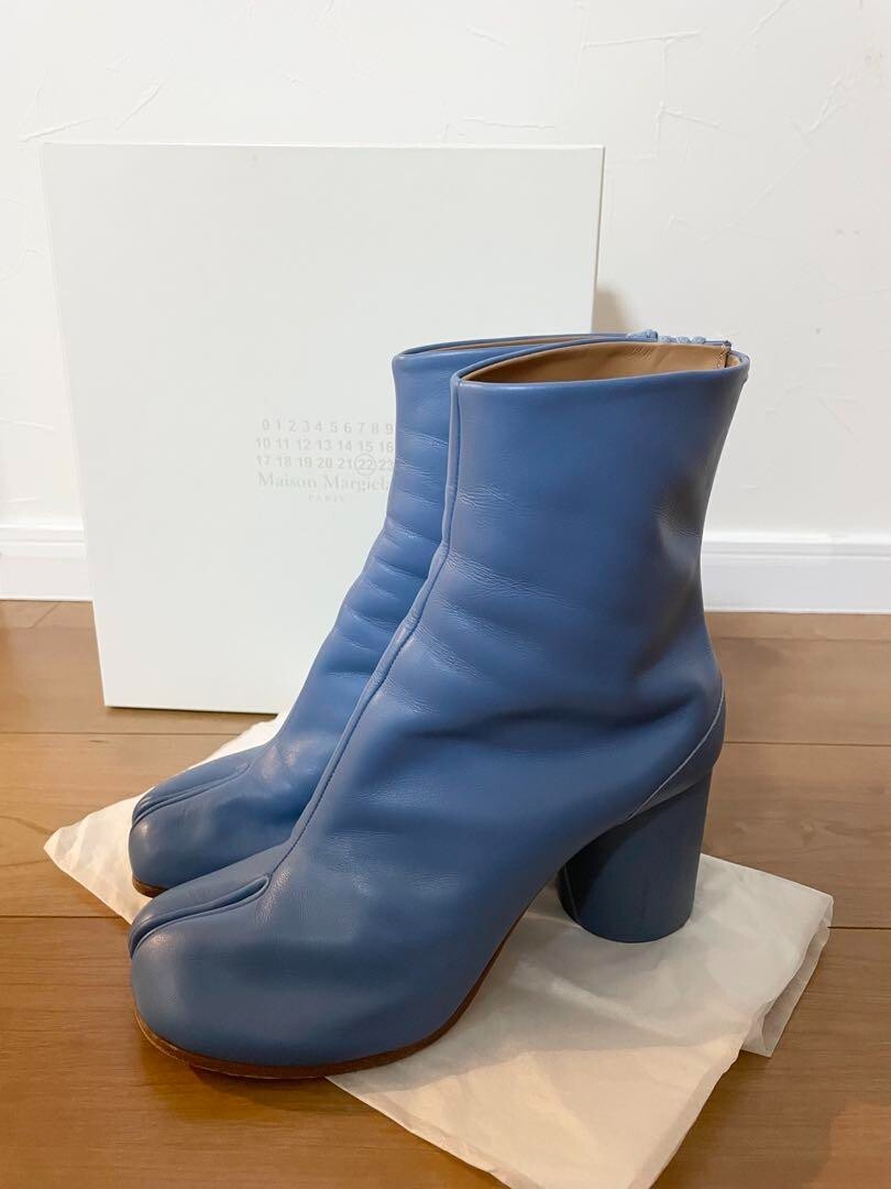 Maison Margiela Martin Blue Leather Tabi Boots Size 39 25cm From
