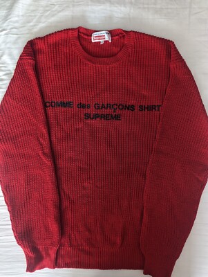 Supreme X Comme Des Garcons SHIRT Sweater Red size L CDG FW18 | eBay