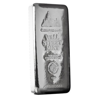 1 Kilo .999 Silver Bar Wall Street Mint Silver Bullion - 32.15