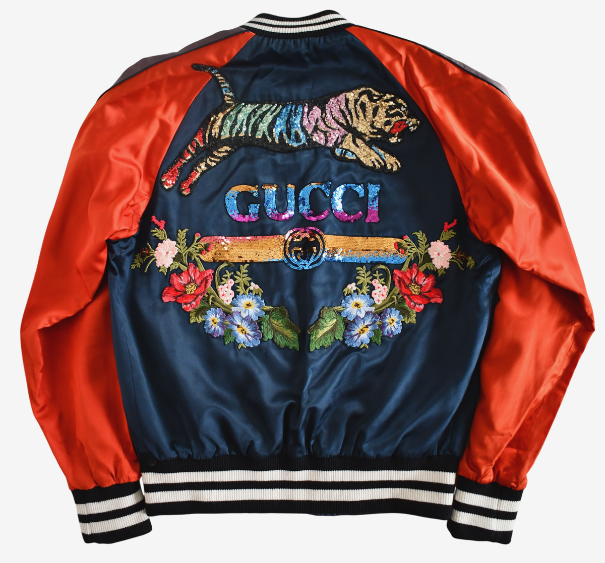 New GUCCI DIY TIGER/LOGO/FLORAL-Embroidered Men's VARSITY BOMBER