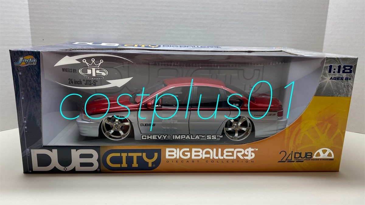 JADA DUB CITY BIG BALLERS 1996 CHEVY IMPALA SS 1:18 SILVER RED TOP