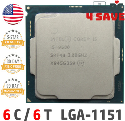 9th Gen Intel Core i5-9500 CPU 3.0 GHz (Turbo 4.4GHz) Coffee Lake