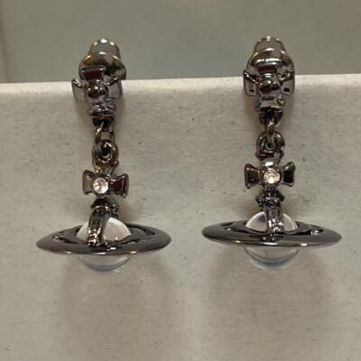 Vivienne Westwood Petite Orb Earrings Gunmetal 2.5 x 1.4cm w